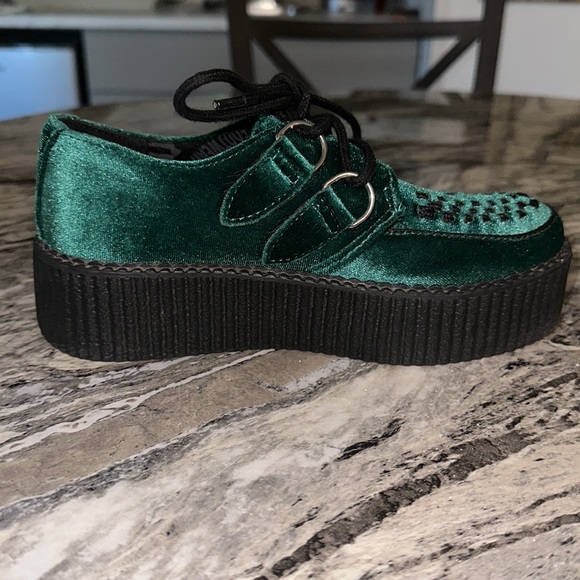 T.U.K. Green Velvet Mondo Creepers Women’s size 5/Men’s 3 - Picture 4 of 6